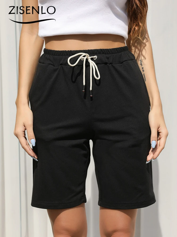 

2023 Summer Elastic Drawcord 5-point Pants Casual Sports Shorts Women Drawstring Sweatpants Pants for Women штаны Shorts Women