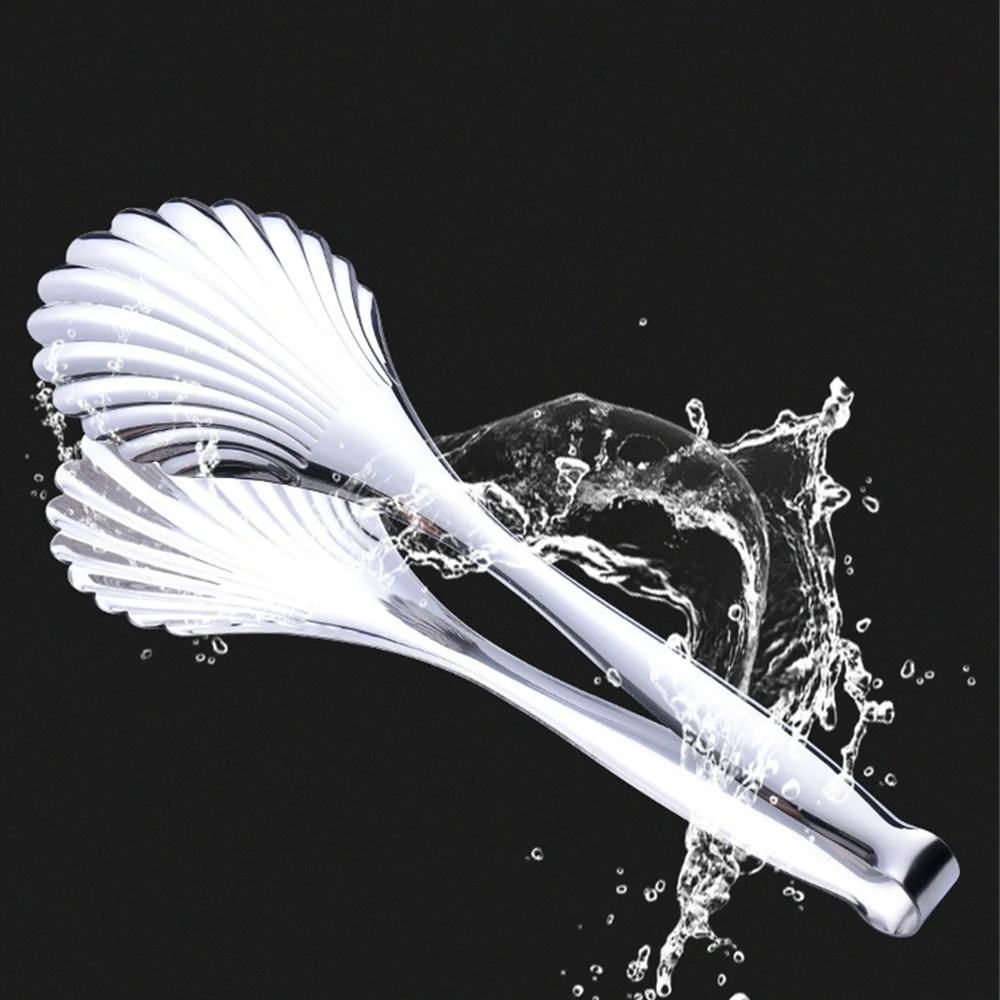 

28x6cm Salads Mantou Clip Barbecue Food Tongs Anti Heat Desserts Barbecue Meat Clip Kitchen Utensils Silver Multifunctional