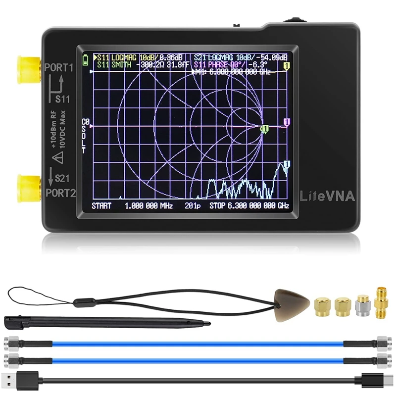 

NanoVNA- LiteVNA 50KHz-6.3GHz Vector Network Analyzer 2.8Inch Antenna Analyzer HF VHF UHF SWR, Phase, MicroSD Card Port
