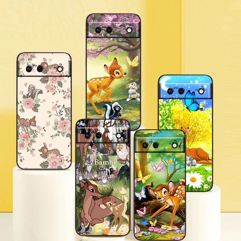 

Bambi Disney Cartoon Phone Case For Google Pixel 7 6 Pro 6A 5A 5 4 4A XL 5G Black Shell Soft Cover Fundas Coque Capa