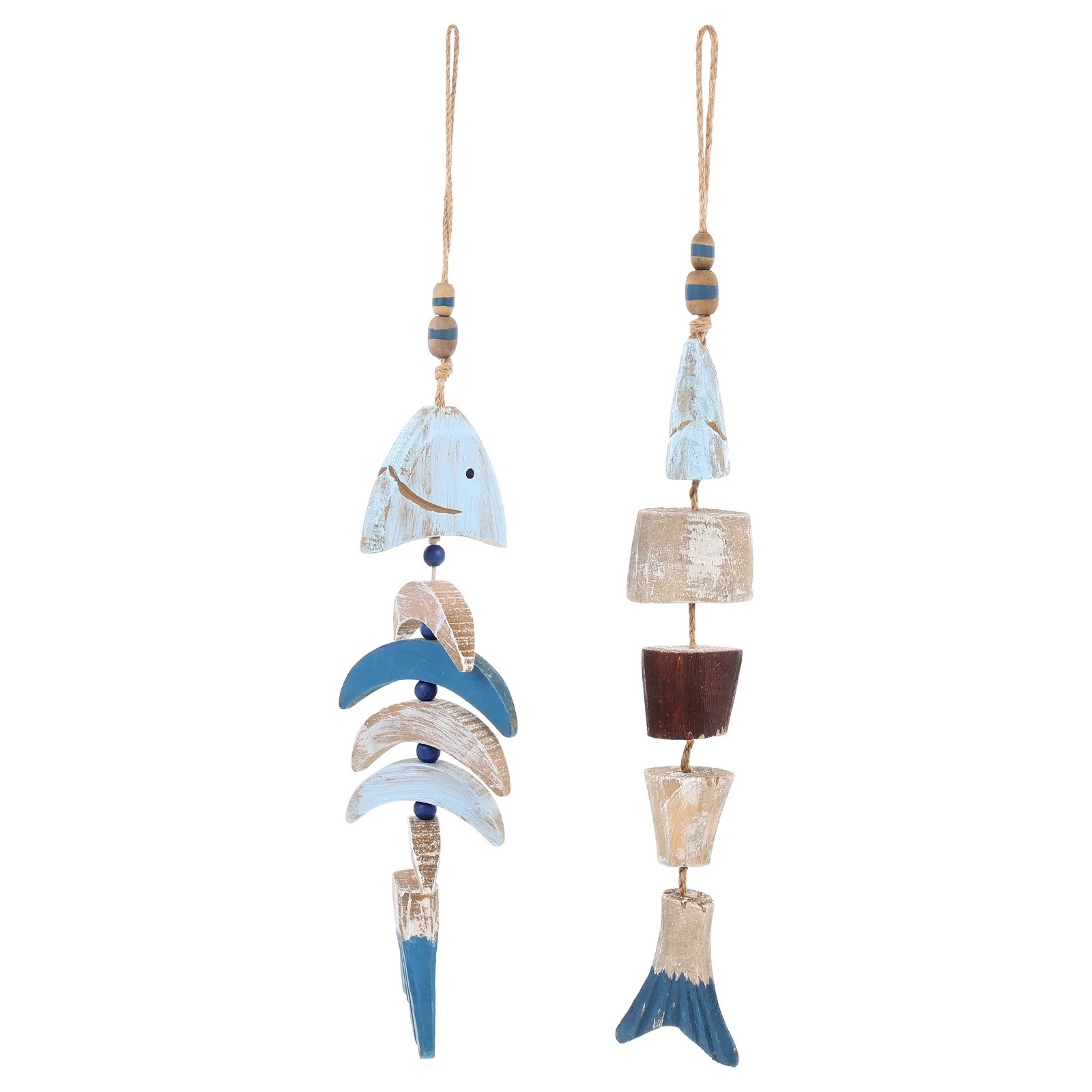 

2pcs Wood Fish Wall Hanging Nautical Wooden Fish Wall Decoration Home Supplies