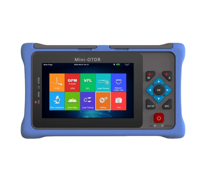 

12 in 1 100KM MINI OTDR 1310/1550nm Fiber Optic Reflectometer Touch Screen VFL OLS OPM Event Map Ethernet Cable Tester