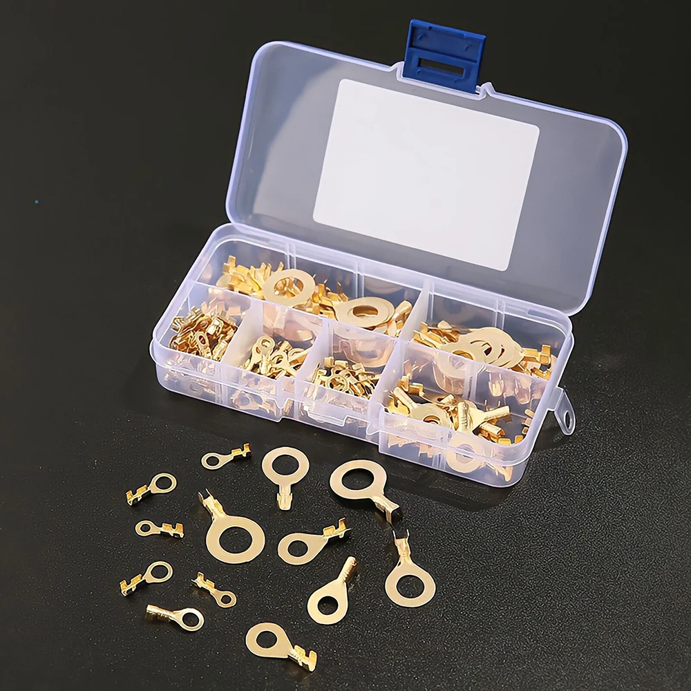 

150pcs Round Terminal Block DJ431 M3/4/5/6/8/10 O-type Lugs Terminals Cold-Pressed Connector Copper Tab Wiring Combination Kit