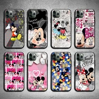 cartoon mickey minnie mouse phone case tempered glass for iphone 13 12 11 pro mini xr xs max 8 x 7 6s 6 plus se 2020 cover