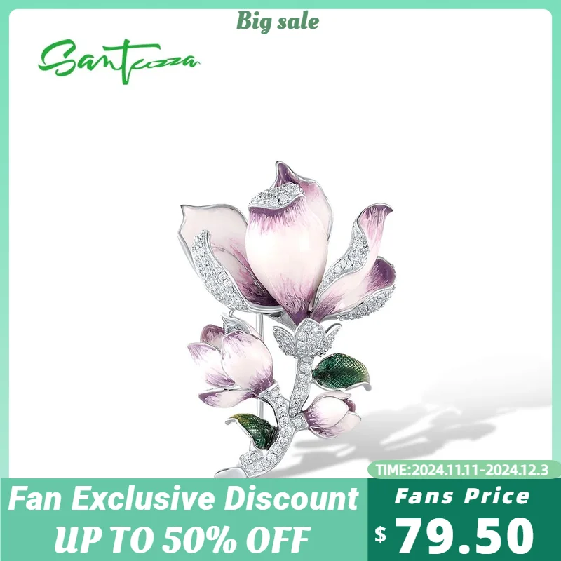 SANTUZZA настоящая брошь из стерлингового серебра 925 пробы для женщин сверкающий