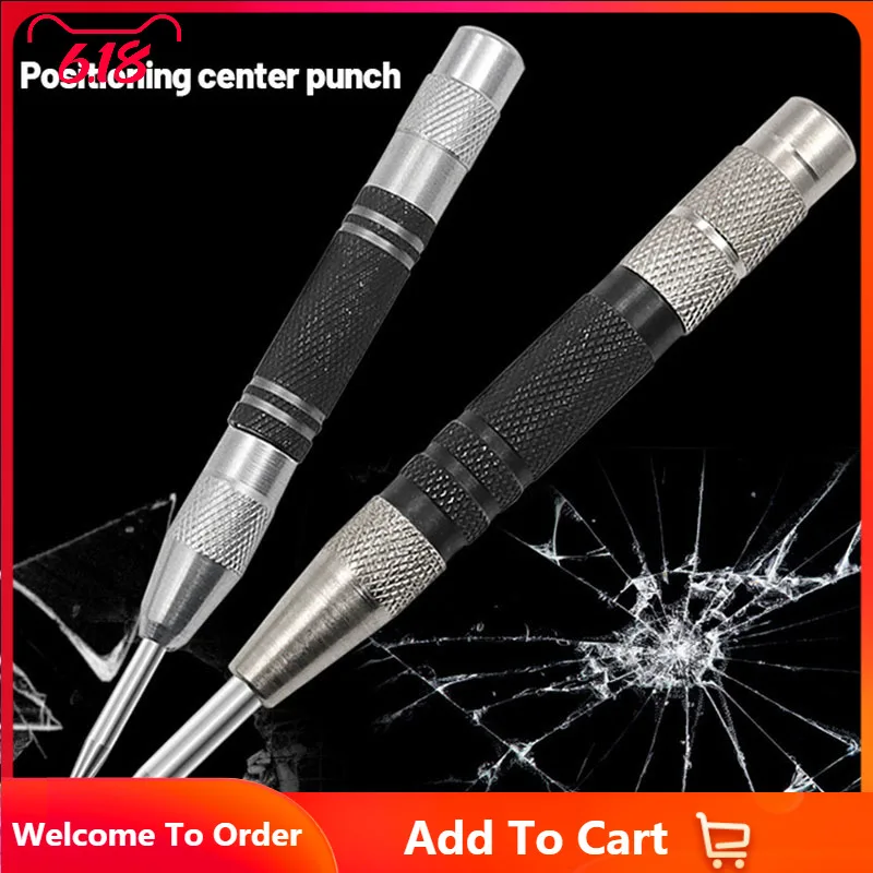 

1Pcs 128/155mm Automatic Center Pin Punch Spring Loaded Marking Starting Hole Tool Press Dent Marker Woodwork Tool Drill Bit