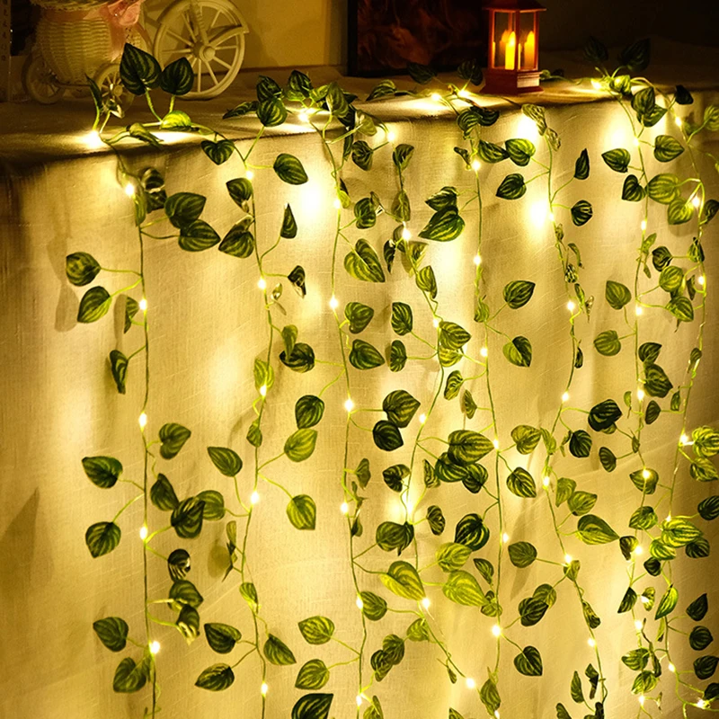 2.3m 72 foglie Ivy LED String Lights decorazioni per la casa per matrimoni decorazioni per ghirlande di foglie di edera artificiale decorazioni per vite rampicante fai-da-te