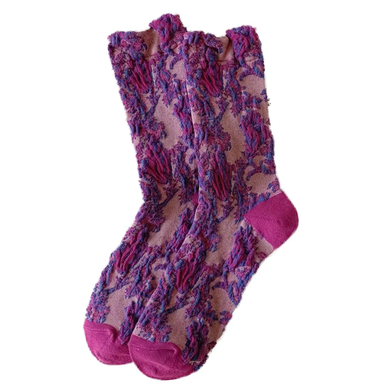 4 Pair Harajuku Fashion Cotton Socks Set Women Vintage Flowers Long Winter Socks Cute Funny Street Style Skateboard Leg Warmers
