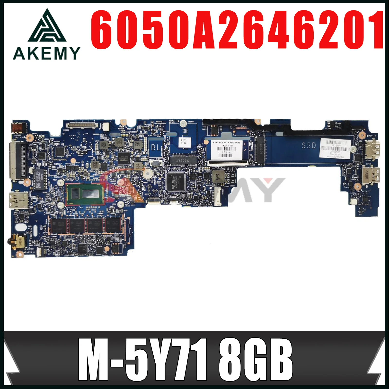 

For HP EliteBook Folio 1020 G1 G2 Laptop Motherboard 790064-001 790064-601 6050A2646201 Mainboard with M-5Y71 8GB Fully Tested