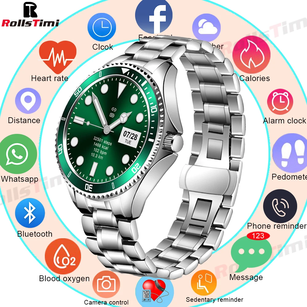 Смарт-часы Rollstimi мужские водостойкие IP67 с поддержкой Bluetooth |