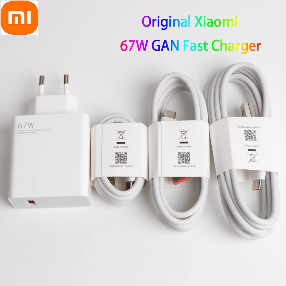 

Original For Xiaomi 67W Turbo Fast Charger EU Plug 6A Type C Cable For Mi 11 Pro Mix Fold Poco X3 GT X4 Pro 5G Redmi Note 11 Pro