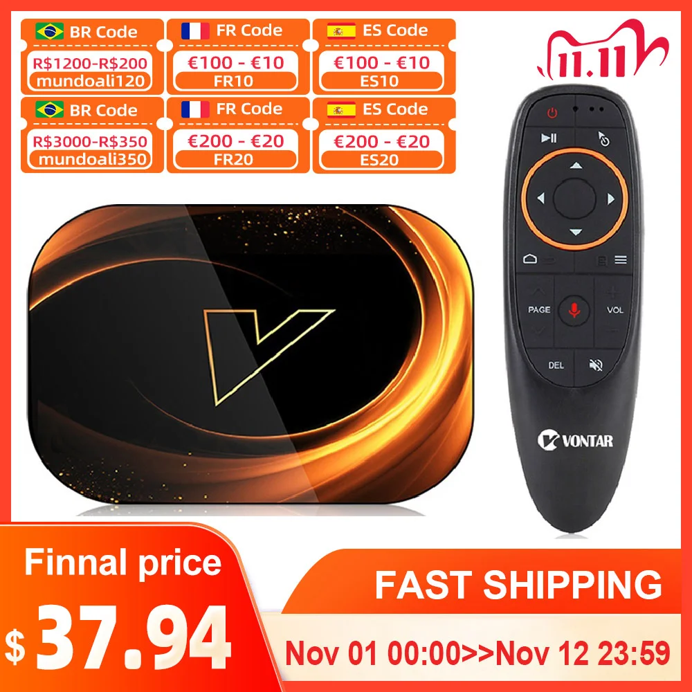  ТВ-приставка VONTAR X3 4 Гб 128 Гб 8K Android 9 Smart Android ТВ-приставка 9,0 Amlogic S905X3 Wifi 1080P BT 4K телеприставка 4 Гб 64 ГБ 32 ГБ