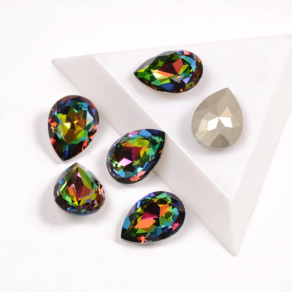 

Vitrail Medium 6/7/10mm High Quality Strass Crystal Dorp Shape Fancy Popular Rhinestone For 3D Nail Art Decorations