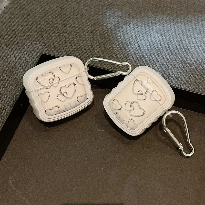 

Cute wavy border heart shape Case for Apple AirPods 1 2 3 Pro Cases Cover IPhone Bluetooth Earbuds Earphone Air Pod Pods Case