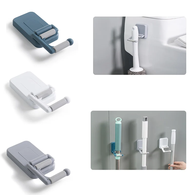 

Bathroom Strong Load-bearing Seamless Mop Holder/ Multi-Purpose Wall Mounted Hooks/ Durable Mop Organizer Fixed Rack