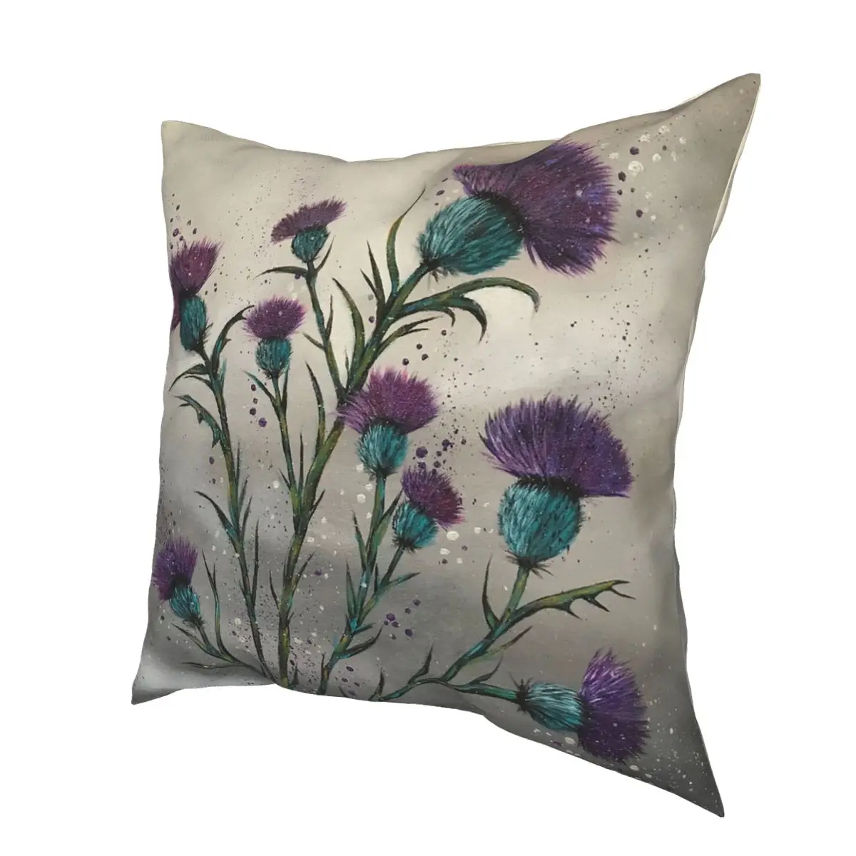 Шотландская традиционная фиолетовая подушка с цветком чертополоха из полиэстера, распечатанная молнией, декоративная наволочка для дивана.