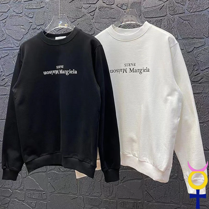 

Dropshipping Mm6 Sweatshirts Inverted Numeric Letter Print Loose Round Neck Pullover Casual Street Couple Margiela Clothes