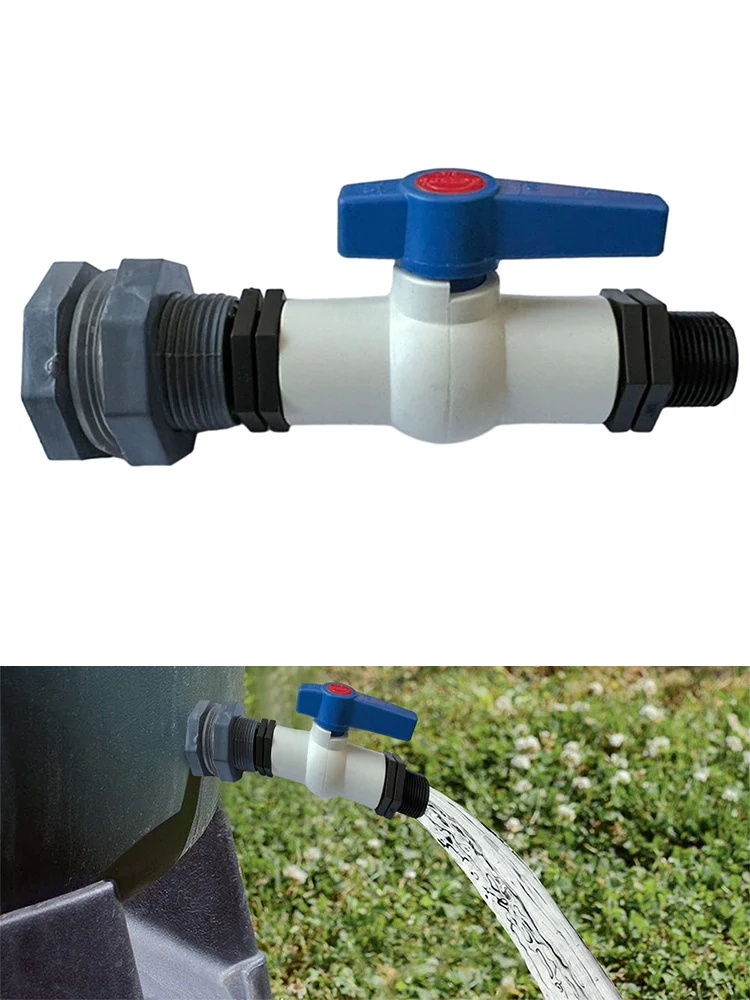 

1pc Rain Barrel Valve Water Tap 3/4 Inch PVC Rain Butt Valve Bulkhead Connection Rain Barrel Aquariums Swimming Pools Parts