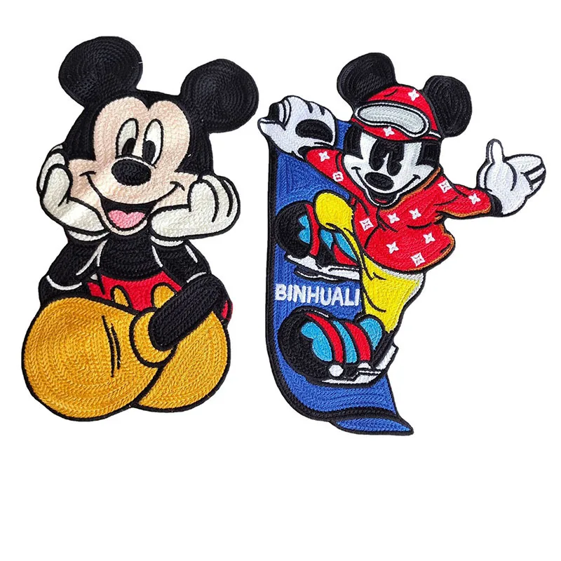 Disney Mickey skateboard Mickey Mouse embroidered cloth patch sewing on T-shirt jeans embellishment badge patch motion boy