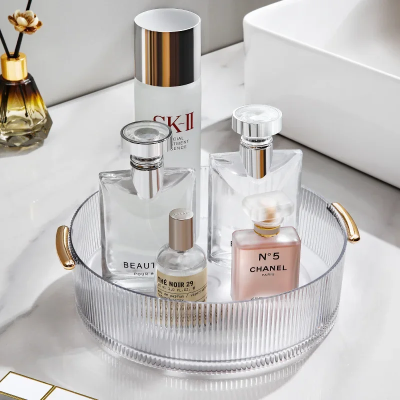 

Storage Plastic Tray 360 Degree Box Storage Storage Serving Cosmetic Tray Makeup Kitchen Organizer Organizer Rotating Baskets