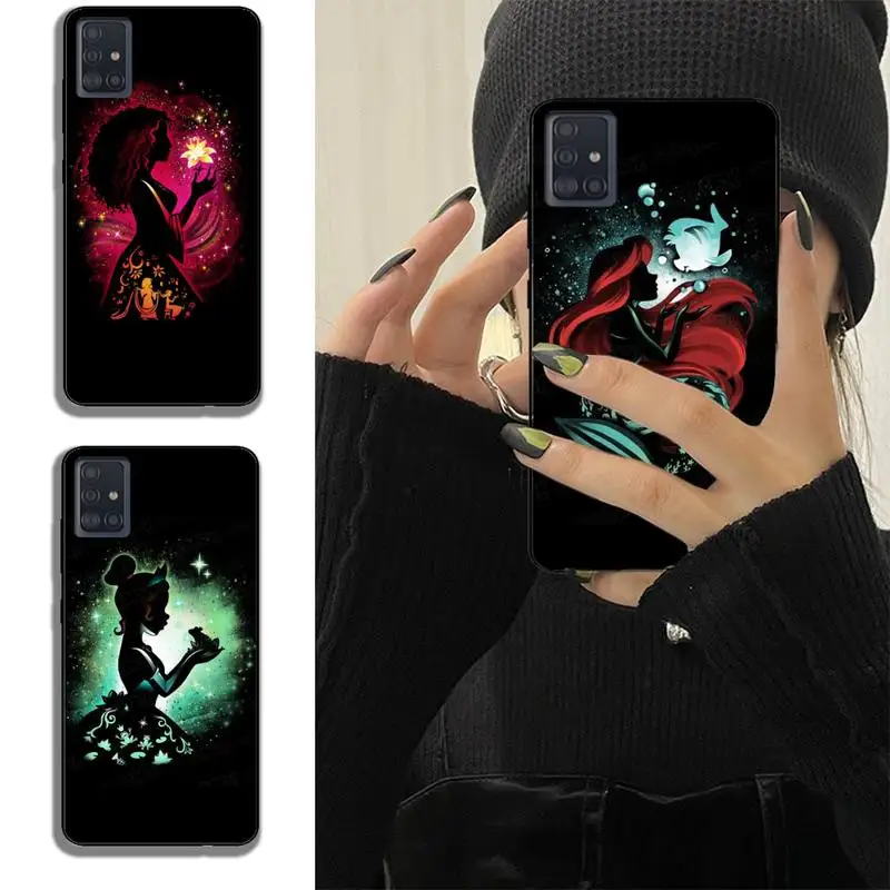 

Cartoon Princess Soft Black Cover Phone Case For Samsung Note M 31 9 A51 A52 A71 A72 A80 A91 A20E A32 A31 A21 A11