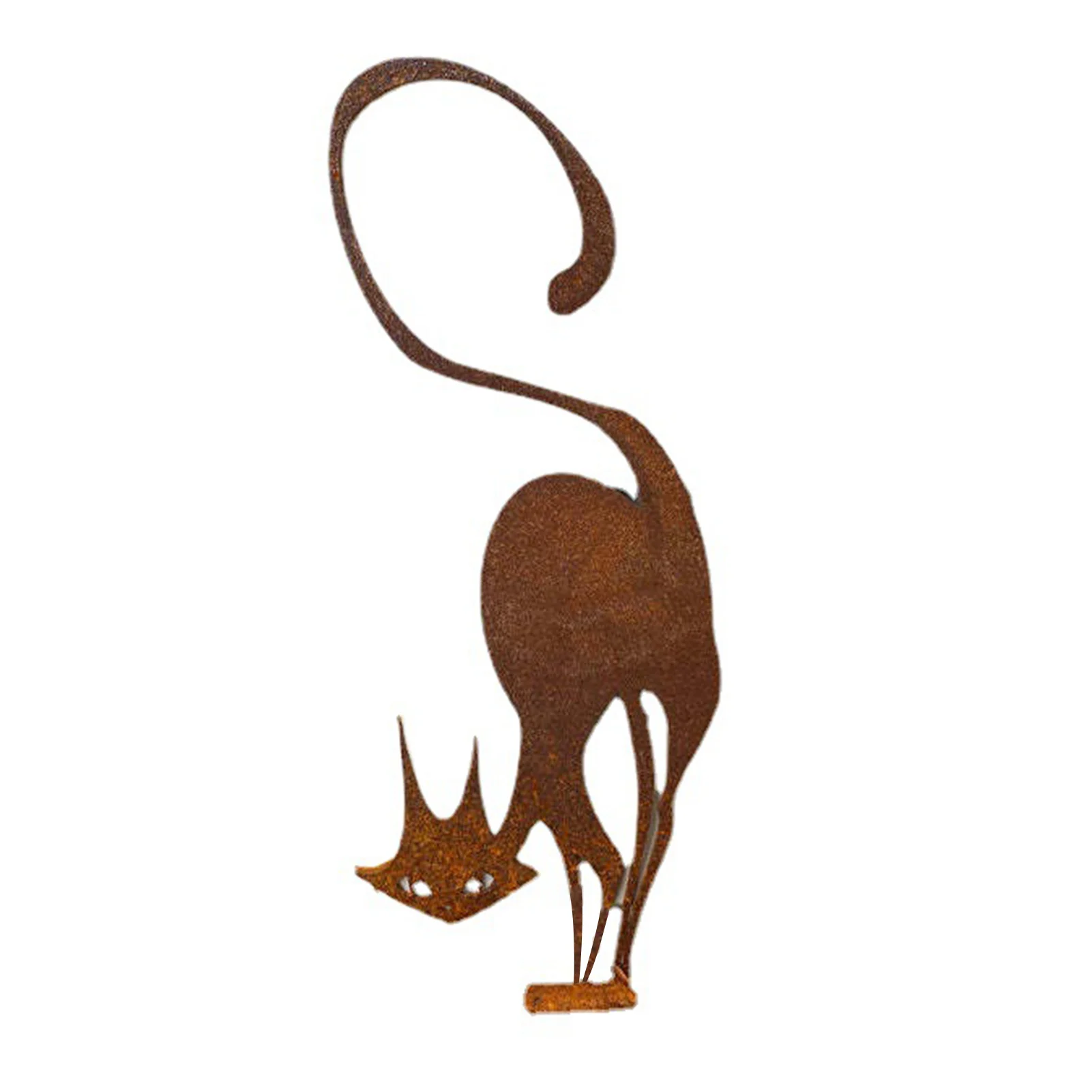 

Outdoor Decor Rust Cat Iron Branch Art Craft Yard Garden Ornament Fence Topper