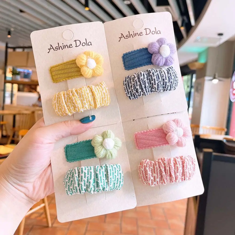 

2Pcs/Set Autumn Winter Flowers Kids Hair Clips Children Hairpins Styling Accessories Baby Girls Barrettes