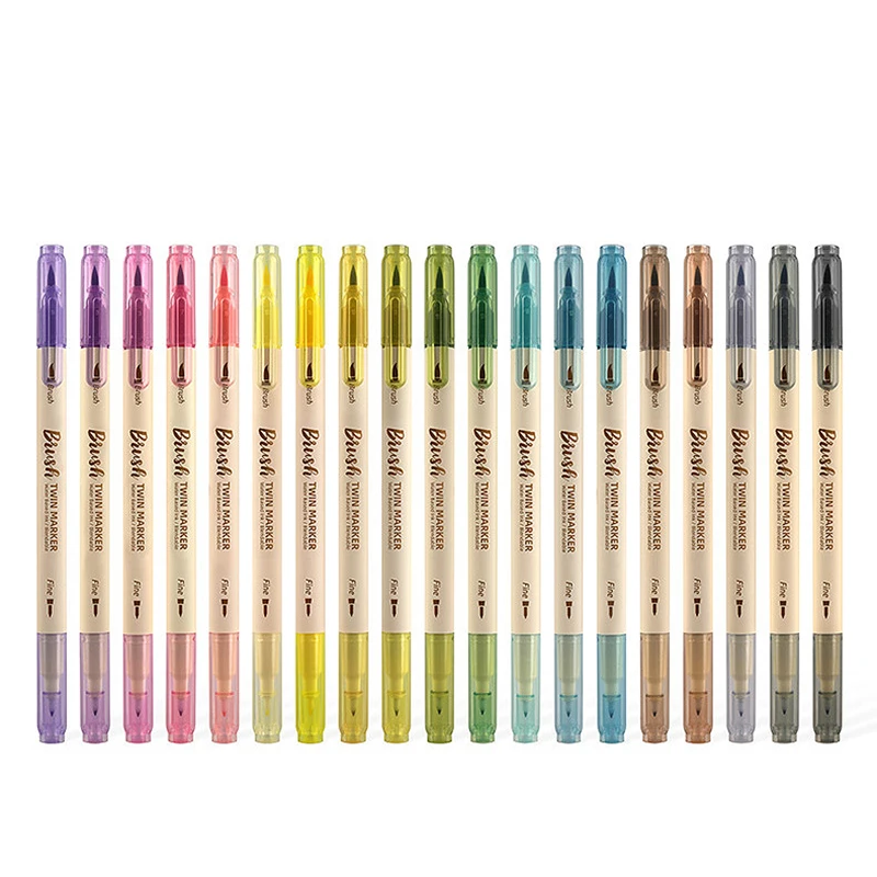 /set Double Headed Highlighter Soft Brush Painting Drawing Pen Color Marker Pen Student School Supplies Cute Stationery