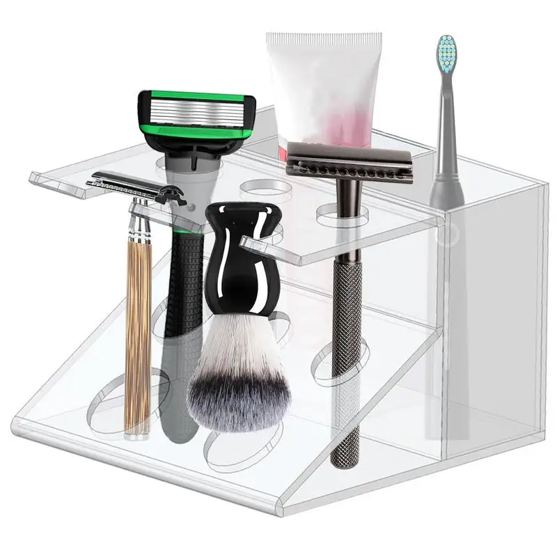 Подставка для кистей бритья настольный прозрачный органайзер бритвенных щеток с