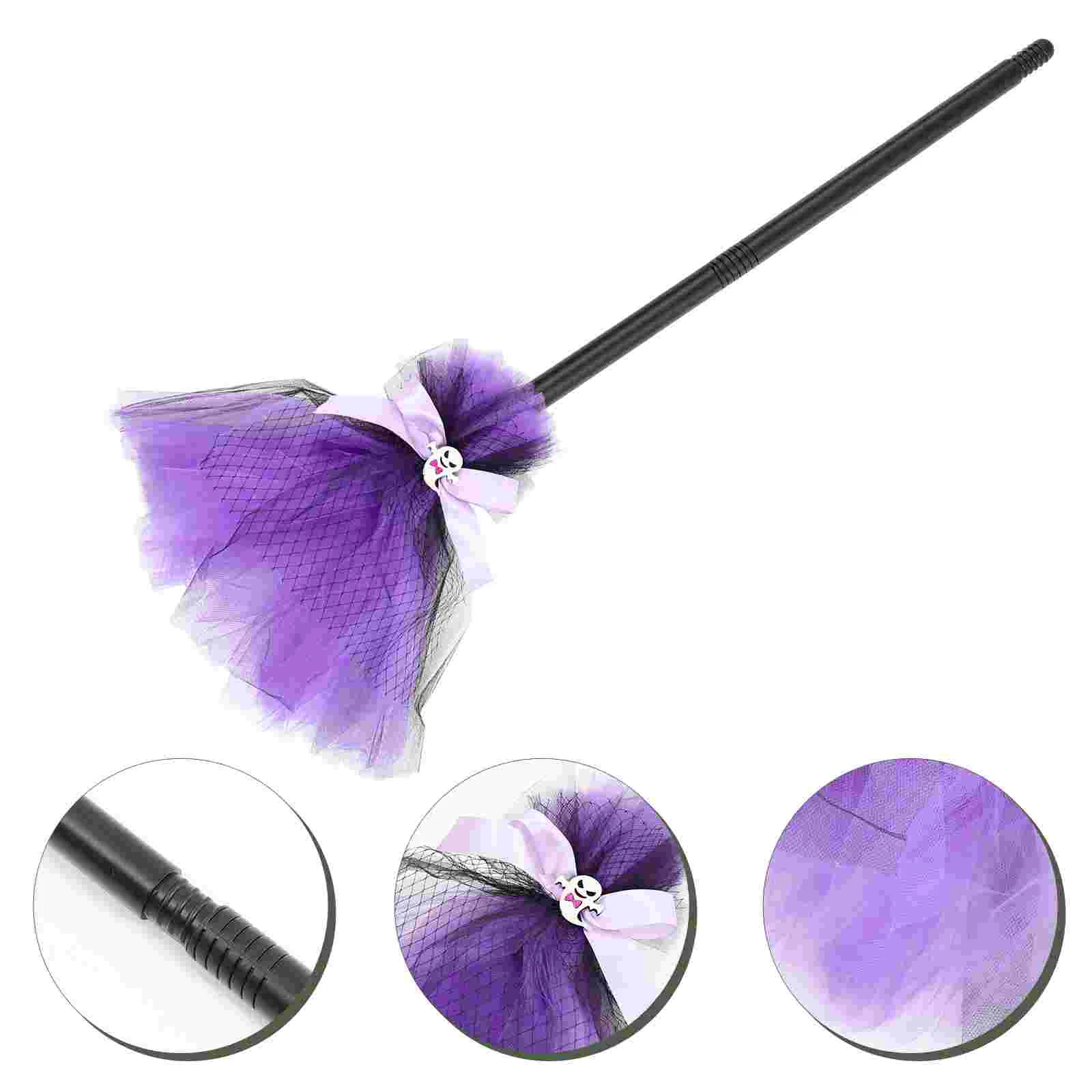 Witches Broomstick Halloween Girl Outfits Decor Party Purple Plastic Prop Child