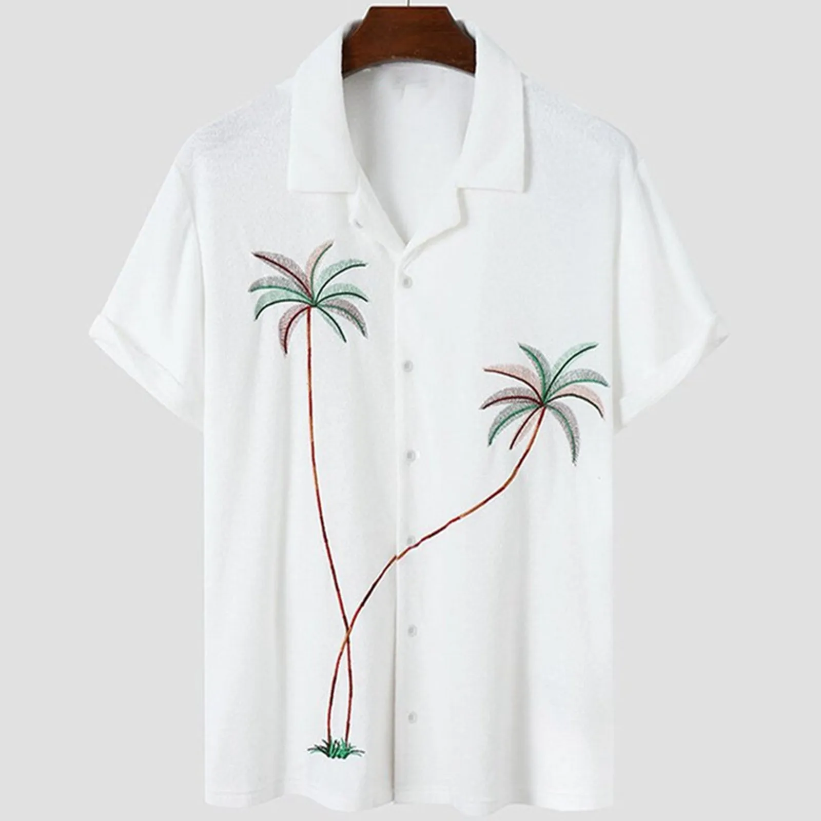 

New For Men Hawaiian Shirt Short Sleeve Top Coconut Graphic Clothing Fashion Streetwear Lapel Collar T-Shit Summer Male Shirt