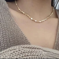 exquisite irregular shape charm mother of pearl beads necklace for women rice shape handmade beaded clavicle chain girl jewelry