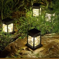 3 pcs can be hung on the wall retro solar candle lantern small palace lantern hanging star light warm and white
