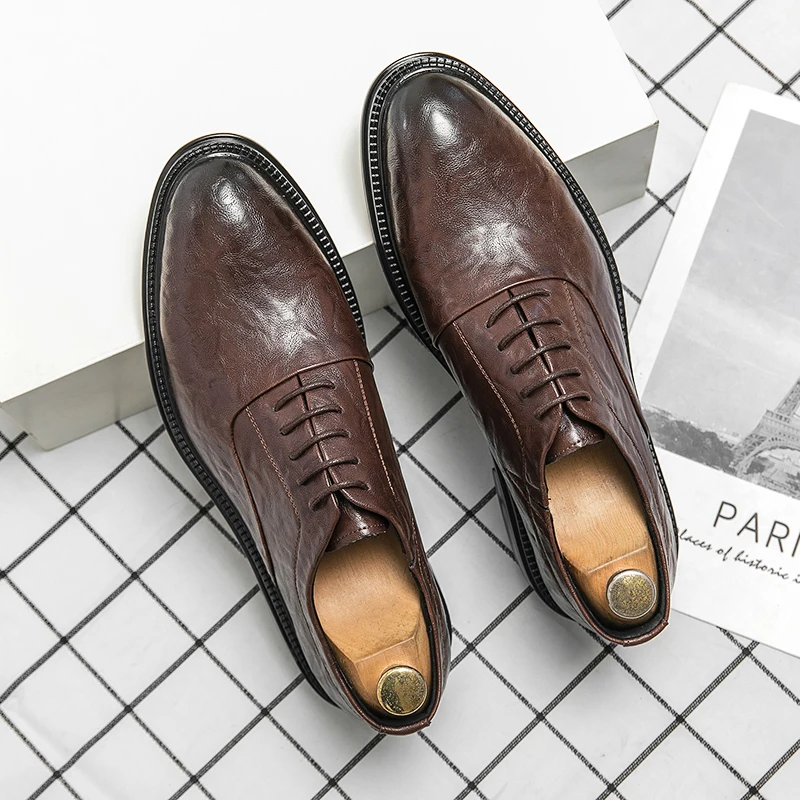 

2023 Man Split Leather Shoes Business Original Office Male Dress Shoes Leisure Genuine Leather Italy Luxury Wedding Party Shoes
