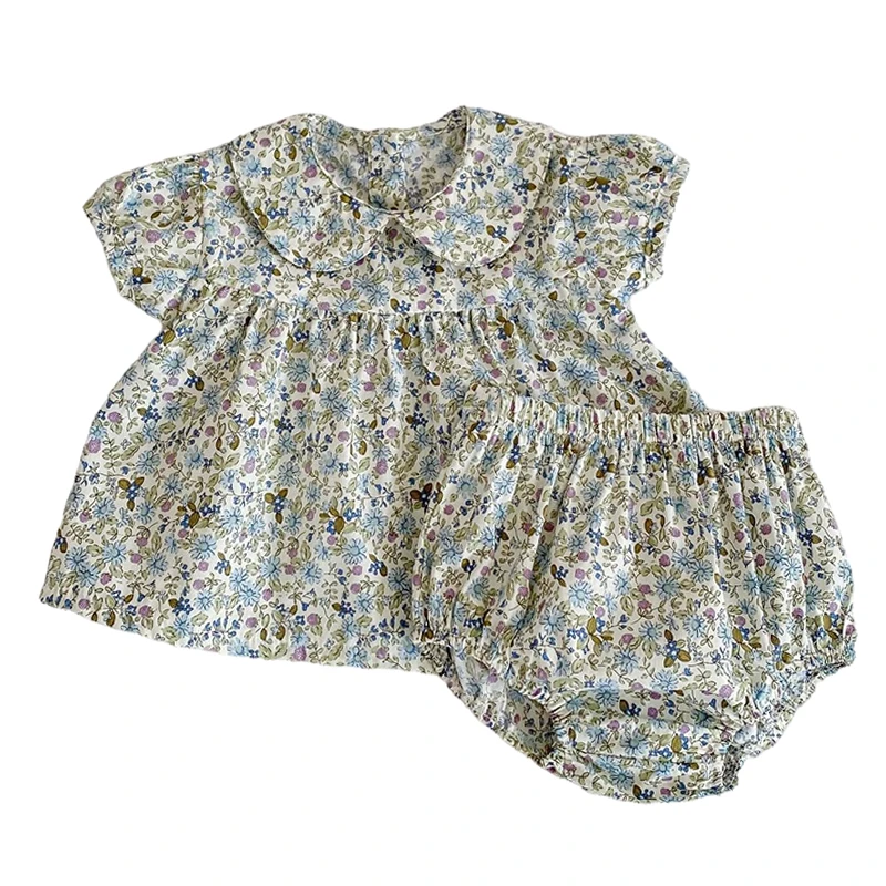 

Baby Girl Clothes Sets Infant Clothing Doll Collar Short-Sleeved Shirt + Shorts Toddler Girl Clothes For 0-2Y Newborn Clothes