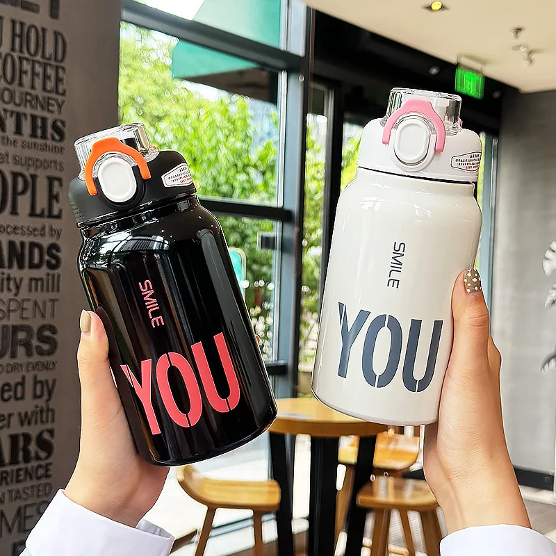 Спортивный термос 550 мл с защелкой-ручкой для девочек двойные термосы из