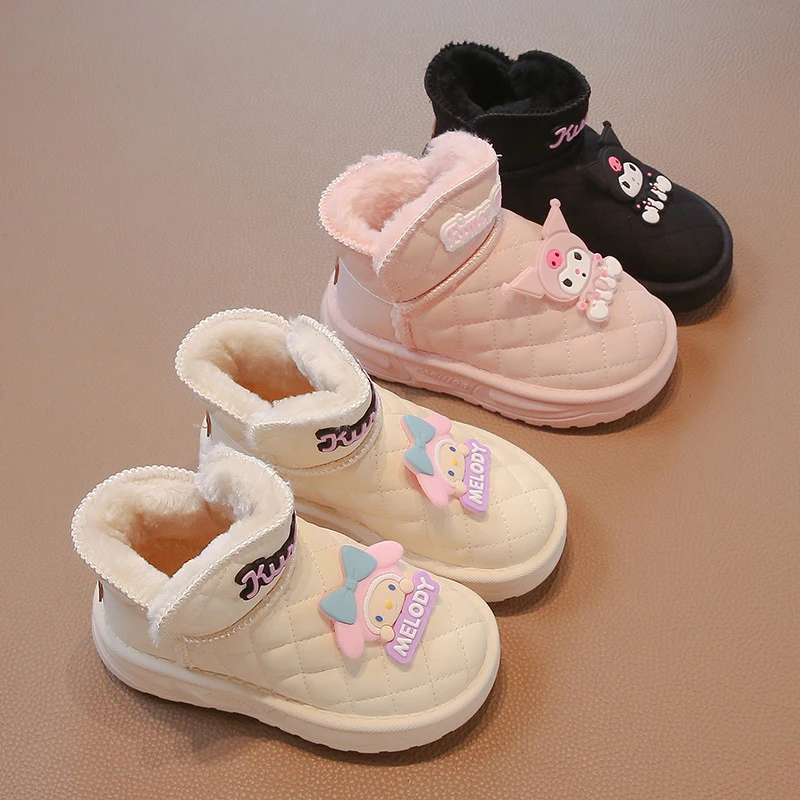 Kawaii Sanrioed новые зимние ботинки для девочек детская плюшевая теплая хлопковая