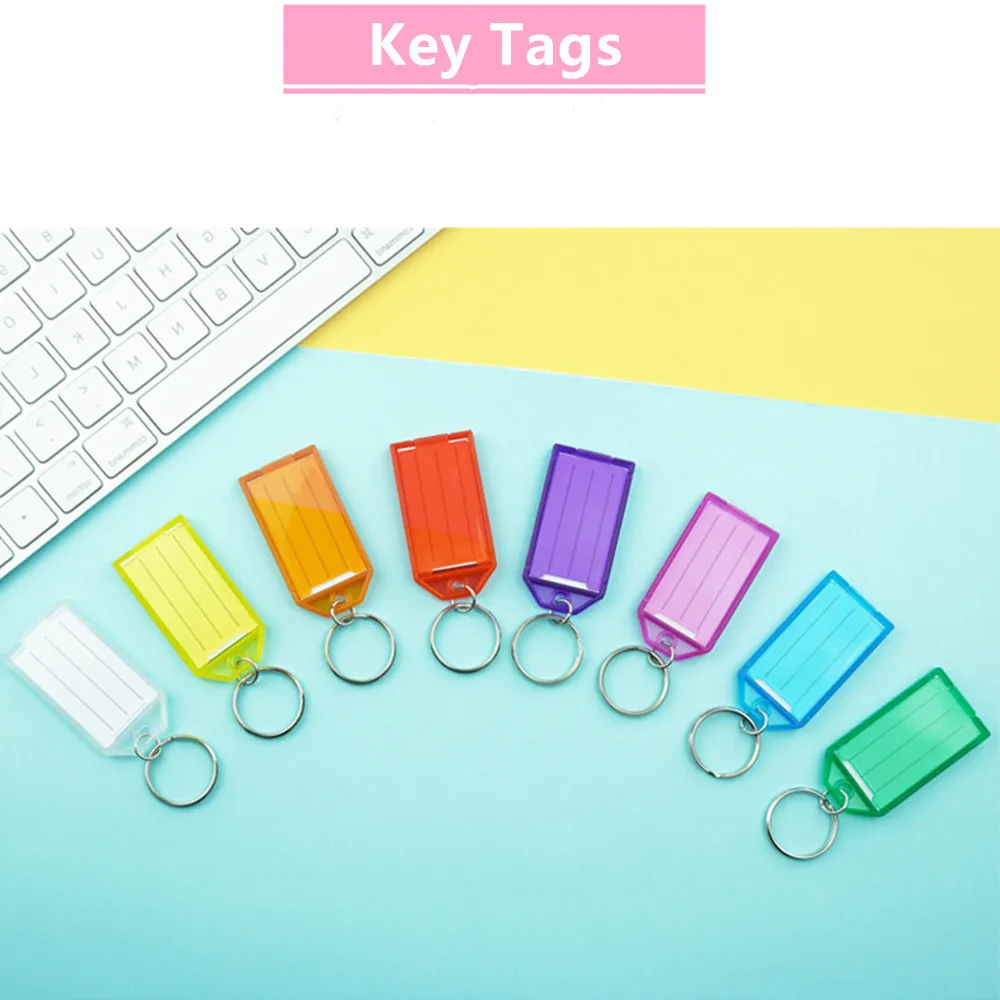 

10 Pcs/pack Colorful Plastic Key Tags With Labels Luggage Tag Hotel ID Name Number Plate Classification Tag Listing Key Chain