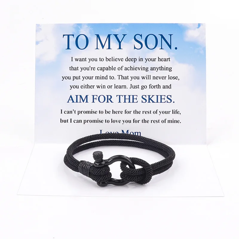 

To My Son Bracelet Gift from Mom Nautical Son Bracelet Stainless Steel Inspirational Wristband Handmade Mens Nautical Bracelet