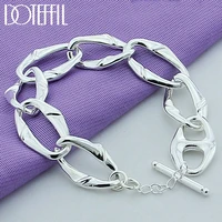 doteffil 925 sterling silver brand design 20cm chain bracelet for man women party wedding engagement charm jewelry