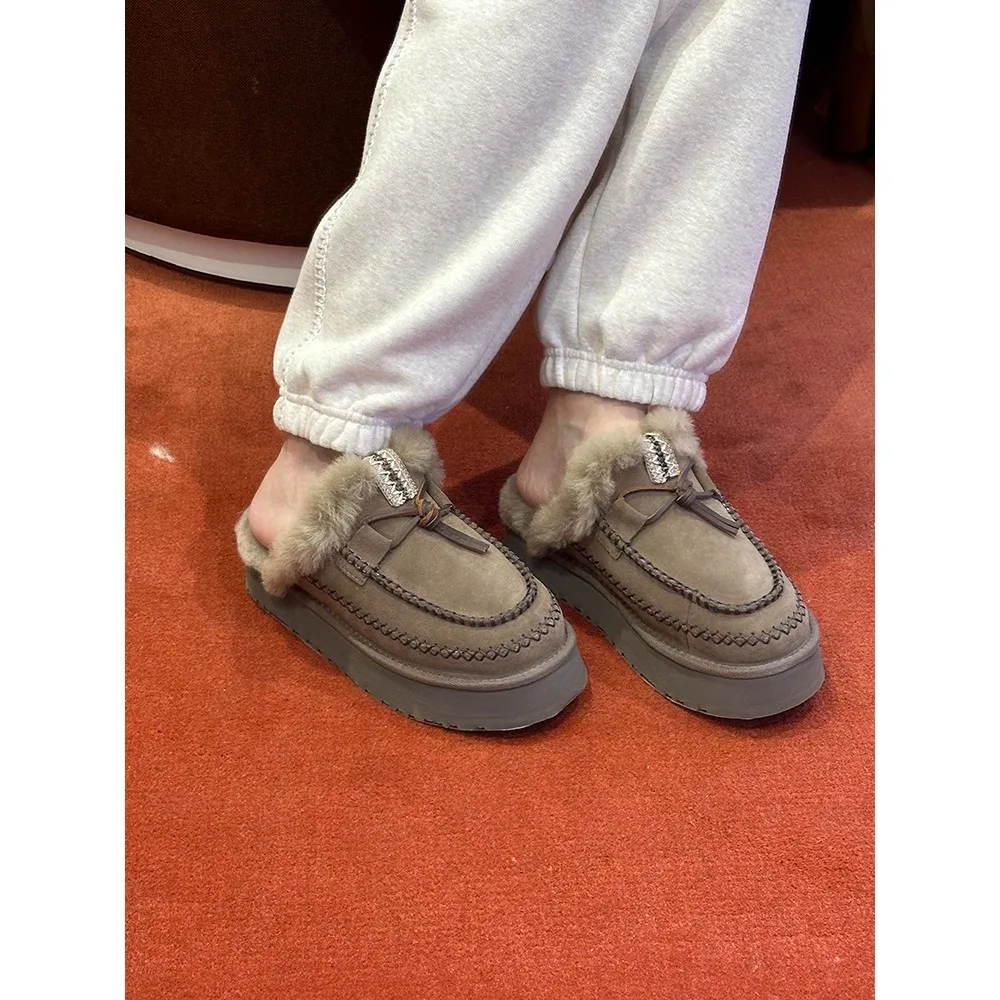 NIGO/женские осенне-зимние шерстяные тапочки в этническом стиле уличная обувь на