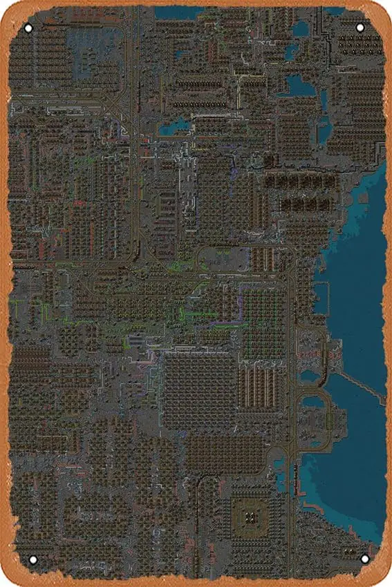 muecddoa Metal Sign - Factorio Spaghetti 8X12 Inch Vintage Look Tin Bar Man CAVE Art Wall Decoration.