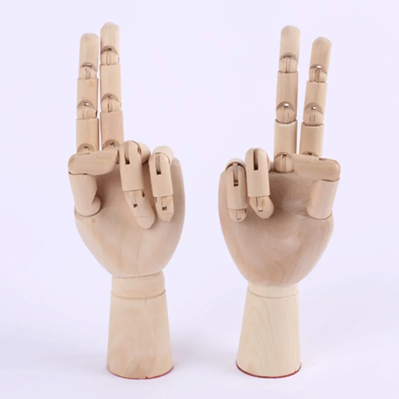 

1PC Wooden Hand Model Sketching Drawing Jointed Movable Fingers Mannequin Pendulum Stand Office Home Desktop Room Decoration