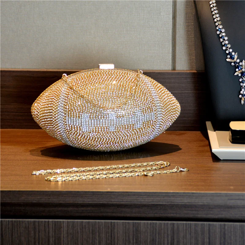 

Luxury designer handbags women Crossbody 2023 fashion European and American style Rhinestone Rugby shape Party evening bags