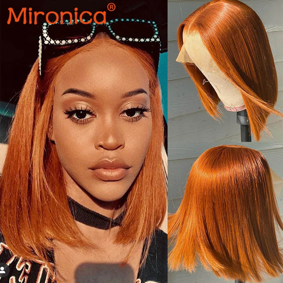 Orange Ginger 1B/99j Straight Bob Wig 13x4 Transparent Lace Brazilian Remy Human Hair Wigs For Women Highlight Wig Human Hair