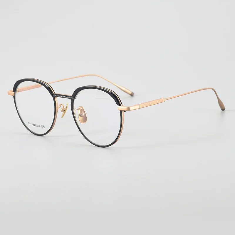 

2023 винтажная титановая оправа для очков, Мужские Круглые ретро очки для коррекции зрения по рецепту при близорукости, оправа, ретро Роскошные Брендовые очки