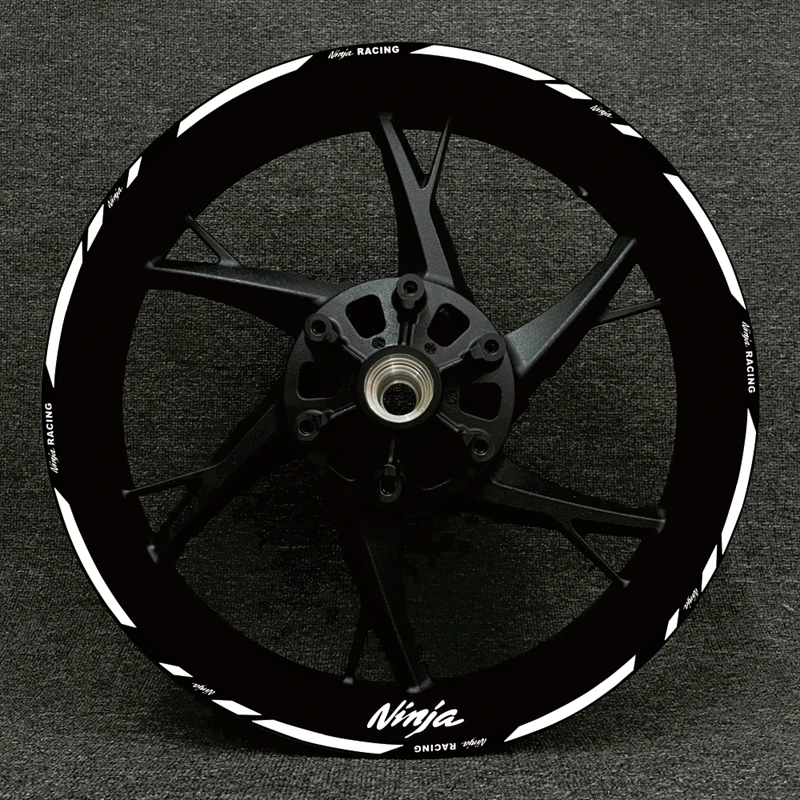 Светоотражающая наклейка для мотоцикла Kawasaki, 17 дюймов, наклейка на ступицу колеса, декоративный логотип ниндзя 125, 250, 300, 400, 650, 10R, 14R