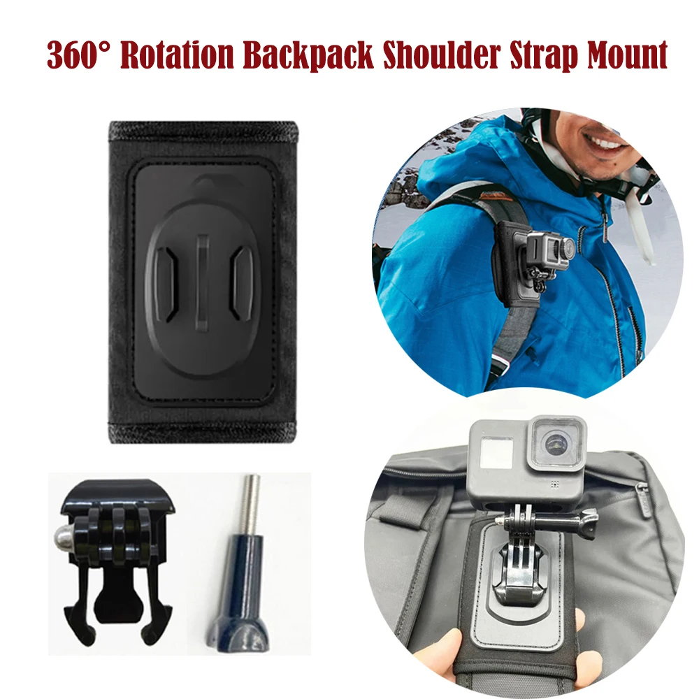 

360° Rotation Backpack Shoulder Strap Mount Adjustable Shoulder Strap Holder for GoPro 12 11 9 DJI Action 4 Insta360 Go3 Camera