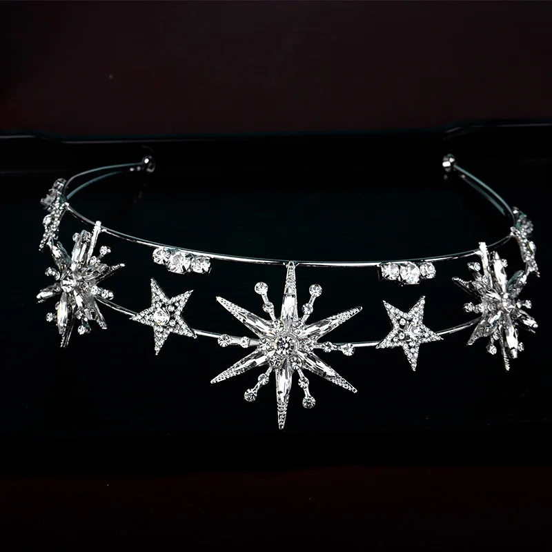 Женская винтажная свадебная корона диадема с 6 звездами в европейском стиле