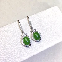 new design silver drop earrings for daily wear 6mm8mm 100 natural green jade silver earrings solid 925 silver jade eardrop
